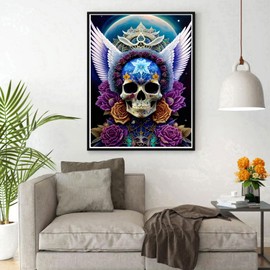 DPHERO DIY Skeleton Diamond Painting Kits for Adults,5D Skull Diamond Art Kits for Beginners,Round Full Drill Wings Diamond Painting Art,DIY Painting by Numbers Diamond Art Painting 12x16 inch