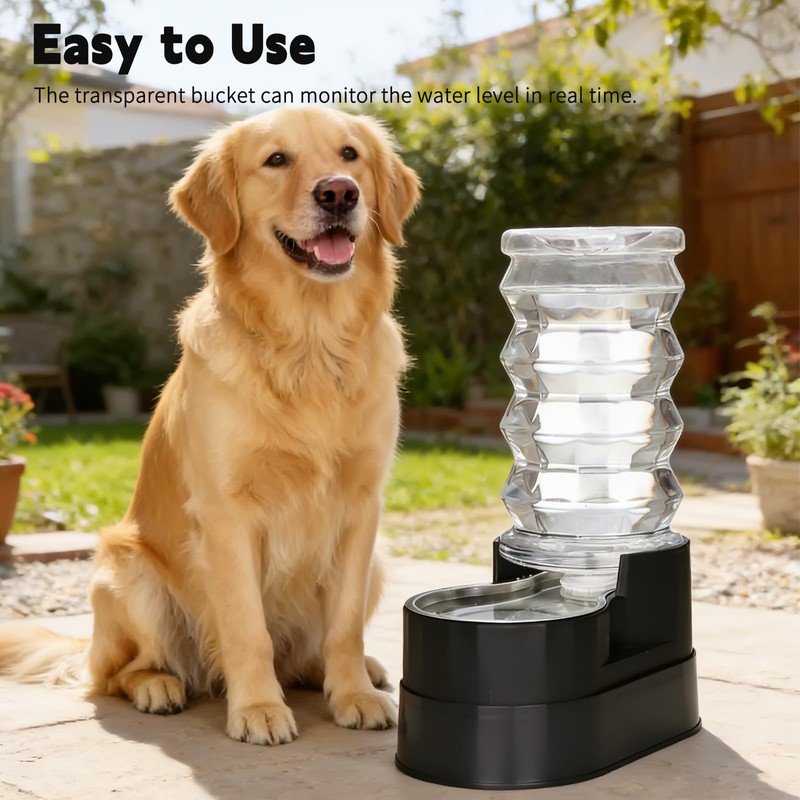 RIZZARI 8L Dog Water Dispenser – Elevated, Stainless Steel, Black