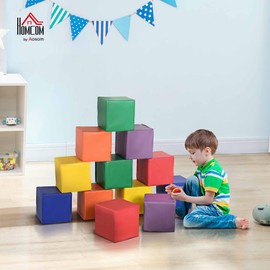 Soozier 12 Piece Soft Play Blocks, Soft Foam Toy Building and Stacking Blocks Compliant Learning Toys for Toddler Baby Kids Preschool