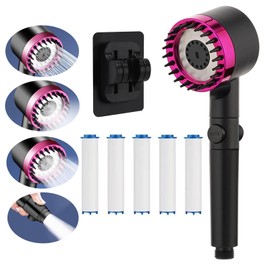 Shower Head Water Saving High Pressure Shower Head with Filter, 4 Modes Water-Saving Shower Head Massage Shower Head with Stop Function Hand Shower Economy Shower Head Shower Head Massage Shower Head