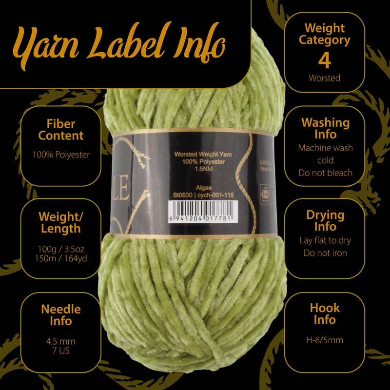 JubileeYarn Chenille Yarn - Worsted Weight - 100g/skein (4 Skeins,