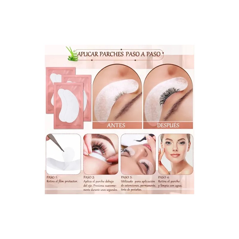 100 Parches De Hidrogel Para Ojos Extensiones De Pestañas