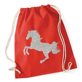 Hippowarehouse Glitter horse Drawstring Cotton School Gym Bag 37cm x 46cm, 12 litres