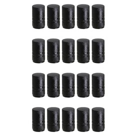 SENZEAL 20PCS Tire Valve Stem Caps Round Aluminum Car Tyre Valve Dust Caps Universal Valve Stem Covers Replacement for Bikes Cars Motorcycles Trucks SUVs (Black)