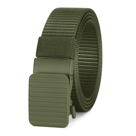 SUOSDEY Men's Nylon Ratchet Belt with Automatic Metal Buckle - Tactical Casual Web Belt for Jeans, Holeless Adjustable