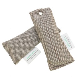 BambooMN Brand - Activated Moso Bamboo Charcoal Air Purifier Deodorizer Freshener Odor Absorber Purifier Bags - Tan - 1 Pair (2 pcs), 150 Grams per Bag