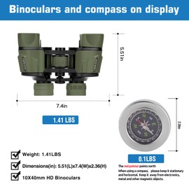 GRWANG 10x40 Professional HD Binoculars for Adults &Kids,Shock Proof Binocular with BAK4 FMC Lens, Large View & Waterproof Binoculars Perfect for Bird Watching, Sports,Hunting Gear,Gifts,Green