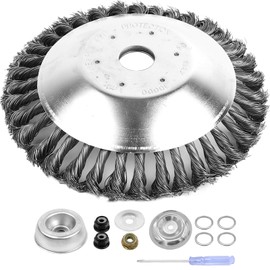 AR-PRO 8-Inch Rotary Steel Wire Weed Brush Blade with Universal Adapter Kit - Round Steel Wire Brush Compatible with Husqvarna, Stihl, Oregon, and Hitachi Straight Shaft Trimmers
