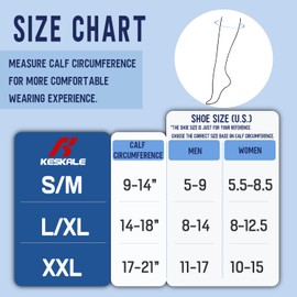 Keskale Compression Socks for Men & Women 20-30 mmHg Knee High (1 Pair) - Best Support for Medical, Athletic, Sports, Travel, Running (Blue, L/XL)