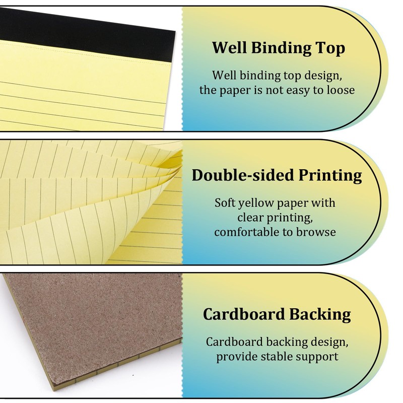 6 Pack A5 Legal Pad, Yellow Lined Paper, Double-Side Printed