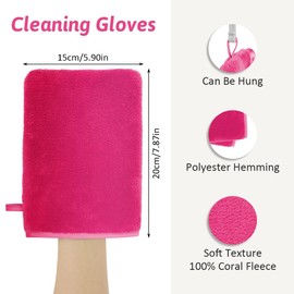 HOTUT Terry Cloth Wash Gloves, Set of 4 Wash Gloves, Face Cloth, Wash Mitts Made of Coral Velvet, Reusable Makeup Remover Gloves, Soft Face Glove, 20 x 15 cm