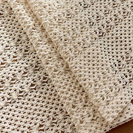Boho Beige Table Runner for Small Tassels, Macrame Modern Burlap Rustic Farmhouse Coffee Dining Room Table Centerpiece Decor, Natural White Linen Cotton Table Runners for Wedding Party