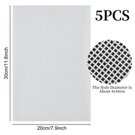 5 Pieces Plastic Mesh Canvas Sheets for Embroidery Crafting, Plastic Needlepoint Canvas, Fursuit Eye Mesh for Crafts DIY, Knit Crochet Projects?Cross-Stitch, Bag Making(White)