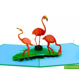 GREENHANDSHAKE Flamingo, Pop Up Card, 3D Popup Greeting Cards for all occasion