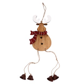 KOMBIUDA 1pc Handmade Christmas Decorative Bells Ornament Large Red Reindeer Craft Bells Pendant Indoor/Outdoor Hanging Bell for Festive Atmosphere