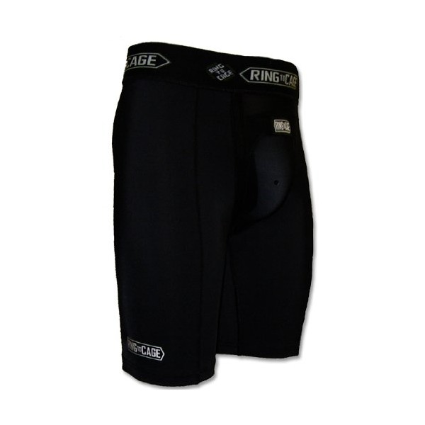 Ring to Cage Compression Short with Flex Cup for MMA Grappling JIU Jitsu Muay Thai-X-Large