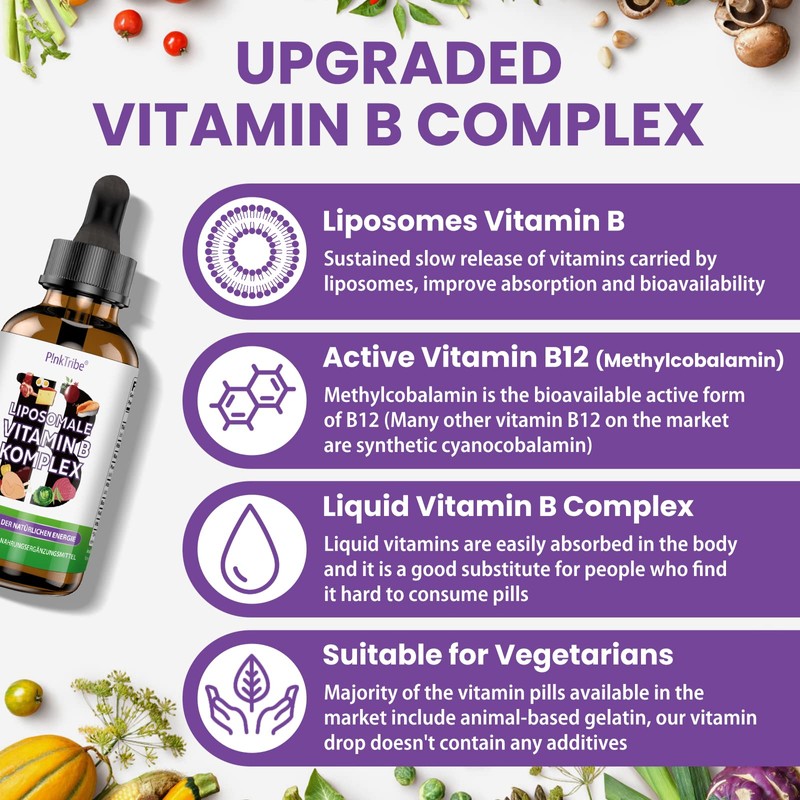 Liposomal Vitamin B Complex Liquid - High Dose Drops with