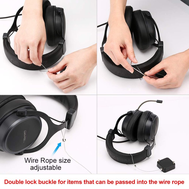 Loradar Retractable Cable Lock with Cable Tether Safety Strap, Wire