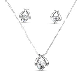 Nagel Jewellery Silver Necklace with Pendant, Stud Earrings Infinite Grace, 925 Sterling Silver, White Gold or Rose Gold Plated with Brilliant Cut Cubic Zirconia, Single and as a Set, Sterling Silver,