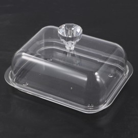 GUDEKIKL 1Pcs Clear Butter Box With Lid, Reusable Acrylic Butter Dish, Rectangular Butter Tray With Diamond Handle, Butter Storage Container Dish For Holding Cream Cheese