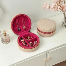 FCGOD Birthday Gifts Mom Jewelry Travel Case- Ring Box Organizer for 15+ Pieces, Holds Earrings, Necklace - Women Portable Clutch Purse/Ceremony/Party/Daily Use