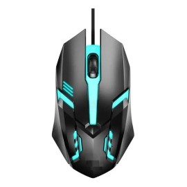 Mouse Óptico Gamer Led Iluminado Ratón Usb Alámbrico Juegos Color Negro