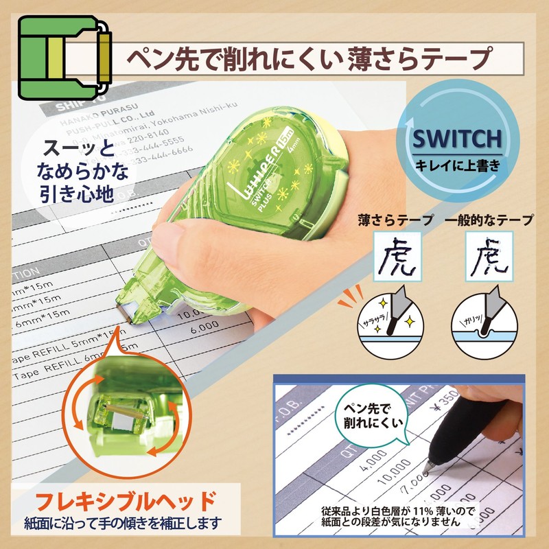 Plus Correction Tape Whiter Switch 4mm Limited Light Green 1pc