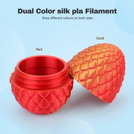 3DHoJor Silk PLA Filament 1.75mm Red Gold Dual Color PLA 3D Printer Filament 2 in 1 Coextrusion 1KG Spool(2.2lbs) 3D Printing Filament Dimensional Accuracy +/- 0.03mm Fits for Most FDM 3D Printers