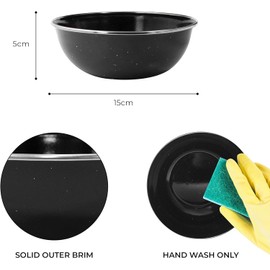 Widdle Gifts Camping Enamel Travel Mugs, Plates & Bowls/Ideal for Camping, Hiking, Fishing, Travels & More/Black Colour (Bowl 4309)