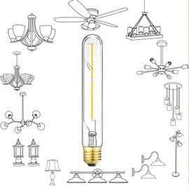Leools T10 LED Bulb 4W Dimmable E26 Base Tubular Light Bulb 4000K Daylight 40W Equivalent 400lm T9 T8 Bulb for Rustic Pendant, Wall scones Tube Light Desk Lamp Vintage Edison Long Light Bulb,4Pcs