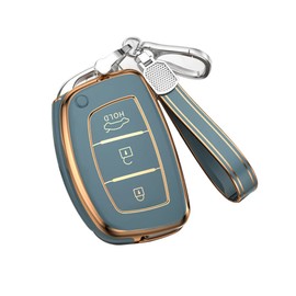 KUNIO Car Key Fob Cover fit for Hyundai Mistra i30 i40 ix25 ix35 ix20 Tucson Sonata Verna Solaris Santa Elantra Key Cover TPU Key Cover Case Key Case Keychain 3 Buttons A Gray