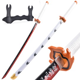 WERKON Anime Rengoku Plastic Sword - 41 inch, Demon Slayer Sword, Fake Rengoku Katana Sword with Stand, Demon Slayer Katana