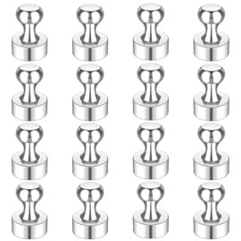 HRLORK Fridge Magnets 16 Pack 12 x 16 mm Neodymium Magnets Small Cone Magnets have Strong Magnetic with Box for Office White Board School Fridge Notice Board（Silver）