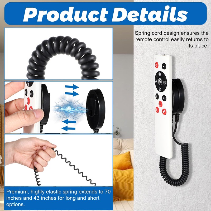 HJZHII 2Pack Magnetic Remote Control Holder with Spring Ropes, Retractable
