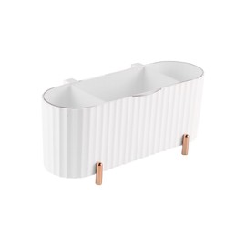 Laroal Makeup Organiser Storage Containers Qtip Holder 3 Compartments Cotton Pad Holder Jars with Lid Desktop Make Up Storage for Cotton Buds Cotton Swab Cotton Tips