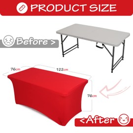Rainberg Spandex Table Cover, Black Tablecloth 6FT, Washable and Wrinkle Resistant Stretch Rectangular Patio Table Cover for Event, Wedding, Banquet & Parties. (183Lx76Wx76H) cm (Red, 4FT)