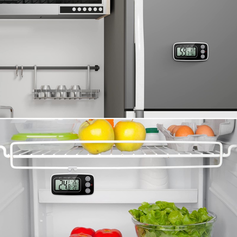 ORIA Refrigerator Thermometer, (NEW VERSION) 2 Pack Digital Freezer Thermometer,