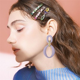 SIXDUTON Hoop Earrings for Women, Retro 80s 90s Neon Statement Earrings for Women, Large Hypoallergenic Colourful Fashion Jewellery, Gift for Costume Accessories, Carnival Theme Party, Acrylic, No