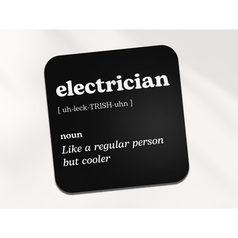 Electrician Square Coaster - Work New Job Dictionary Regular But
