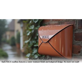 NACH Wall Mount Mailboxes for Outside, 10.25 x 12.5 x 5 inch Terracotta Wall Mailboxes for Outside, Waterproof Mailboxes for Outside - Envelope Mailbox