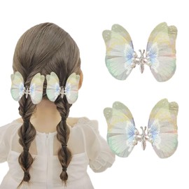 Jumping Butterfly Hair Clips, Glitter Butterfly Hair Clip 3D Large Butterfly Clips for Women Girls Kids Hair Clips Set (2 Pieces)