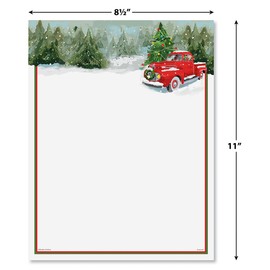 Red Truck Christmas Stationery - Holiday Letters, Printer Paper, 25 Sheets, 8½ x 11 Inch, by Current