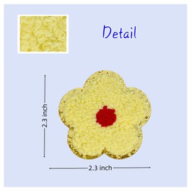 8 PCS 2.3 inch Flower Chenille Patches - Self Adhesive & Iron On Patches for Clothing, Bags, Hats, Backpacks & Jeans (Multicolour)