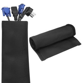 uxcell Hook and Loop Cable Management Sleeves, 6.6ft x 2.8 Inch Flexible Cable Wrap Covers Wire Hider, Cord Organizer and Cable Protectors for Desk TV Computer, Black