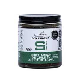 Chicharrón de Chile Serrano en Aceite de Oliva Don Chacho de 140 gr - El complemento perfecto para darle un toque picante y delicioso a tus platillos