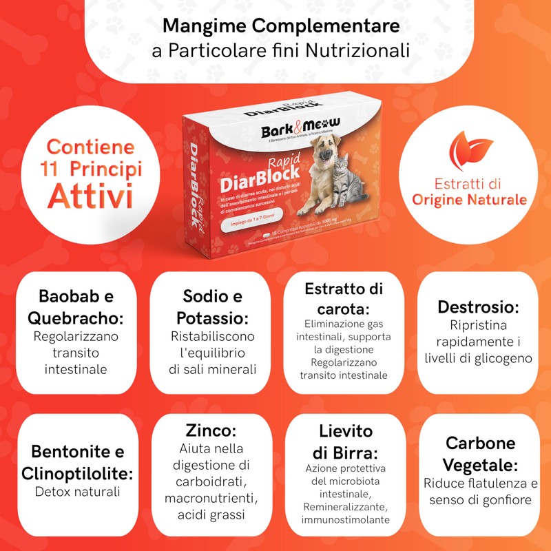 DiarBlock Rapid Antidiarroico ad azione immediata per cani e gatti.