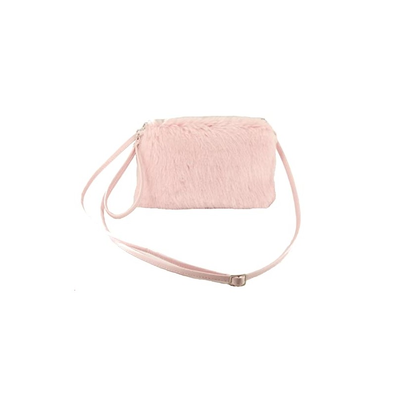 LONI Clutch Shoulder Crossbody HandBag Faux Fur in Pink