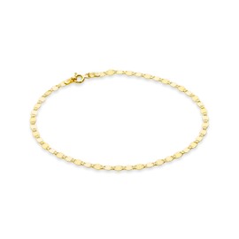 Miabella Italian 18K Gold Over 925 Sterling Silver Sparkle Mirror Link Chain Bracelet for Women, Made in Italy (Length 7 Inches (women's average size))
