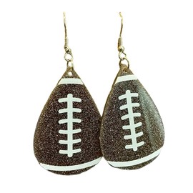 Unique Glitter Sport Acrylic Earrings for Women Friends Sport Fans Games Day Earrings Shiny Baseball Volleyball Dangle Jewelry Gift -Rugby