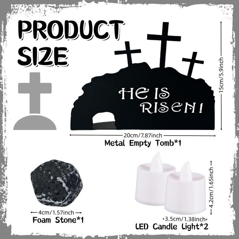 Venshy He is Risen Metal Empty Tomb Scene, Easter Decoration,